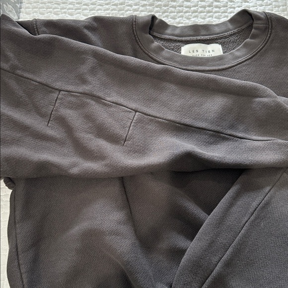 Les tien Cropped fleece Women's Sweatshirt washed brown sz xs - Picture 4 of 8